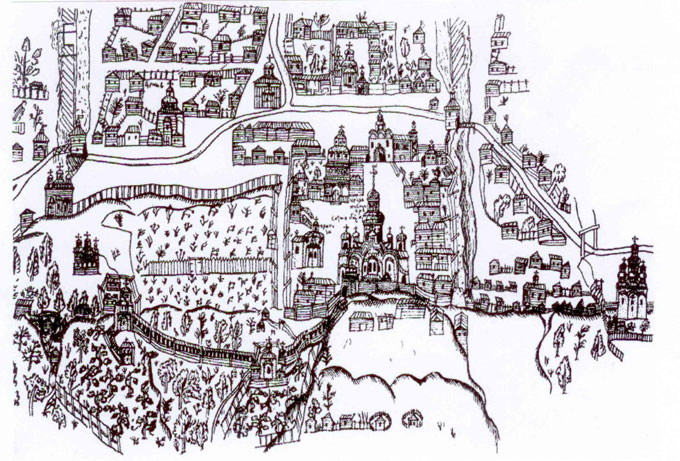 План Киева, составленный полковником Ушаковым, 1695 г.