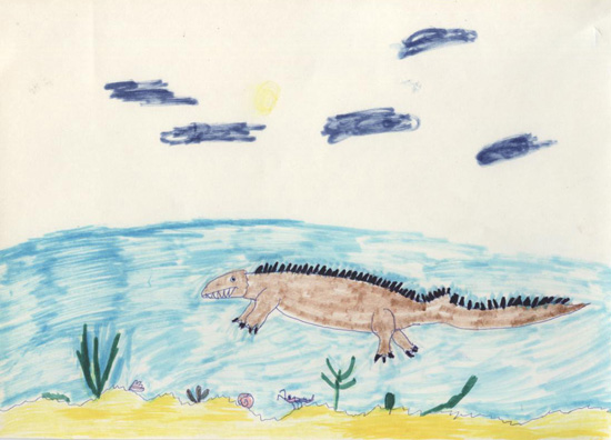 Плакодонт. Жил в морях юрского и мелового периодов. От других плезиозавров его отличали очень большие зубы. Добычей плакодонта были разные моллюски и некоторые другие небольшие животные.